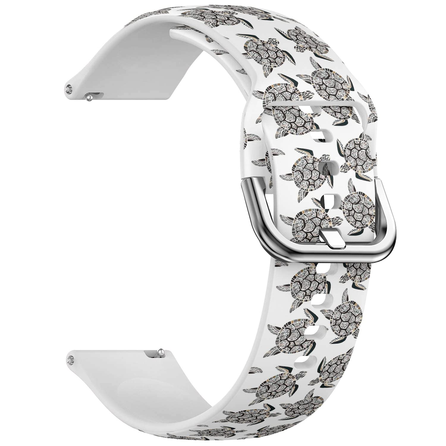 IKIKI-TECHband, Compatible with GARMIN Vivoactive 4S / Venu 2S / Vivomove 3S / Forerunner 255s/255s (Sea Turtles) 18mm Soft Silicone Sports Bracelet