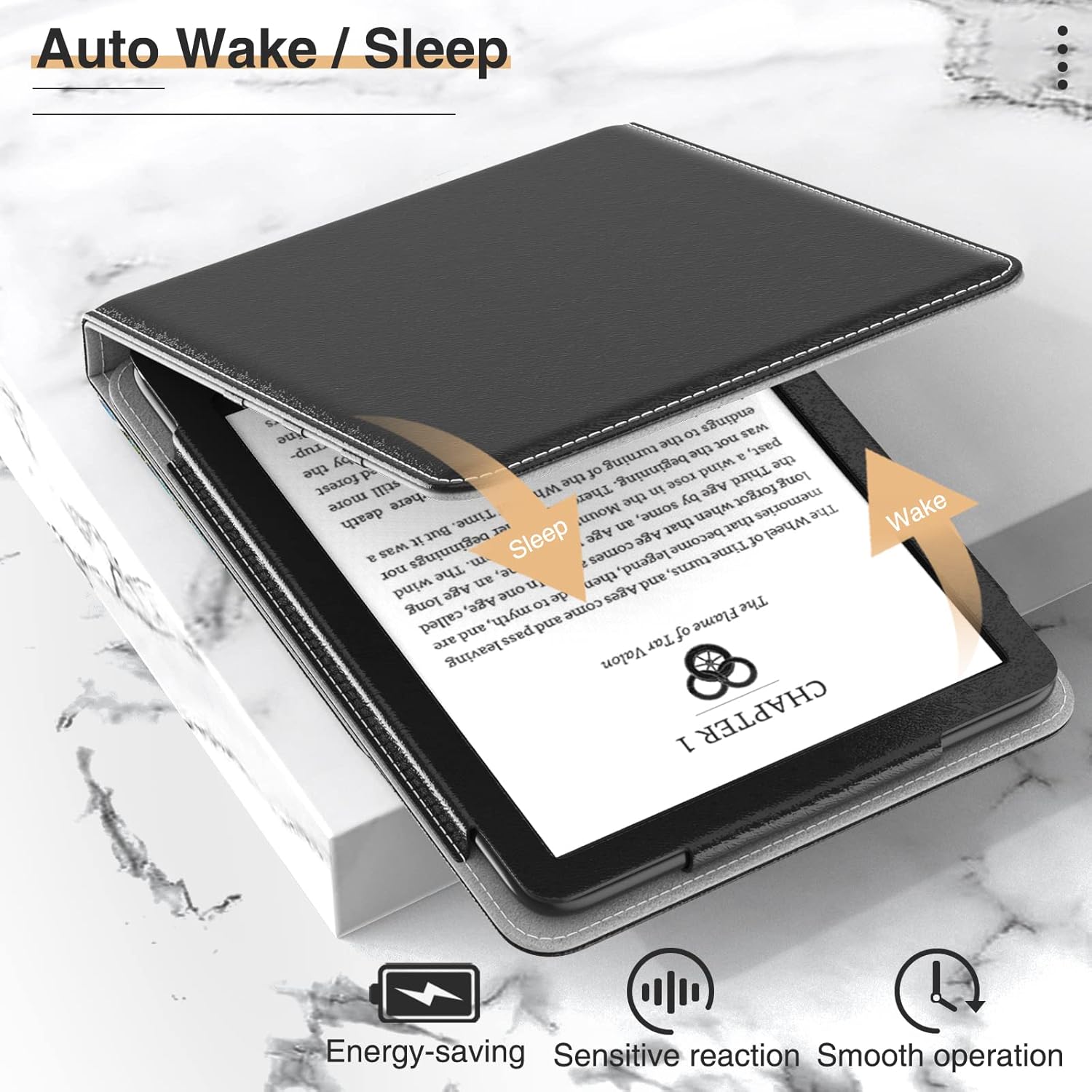 Diagram showing auto wake/sleep function of the case