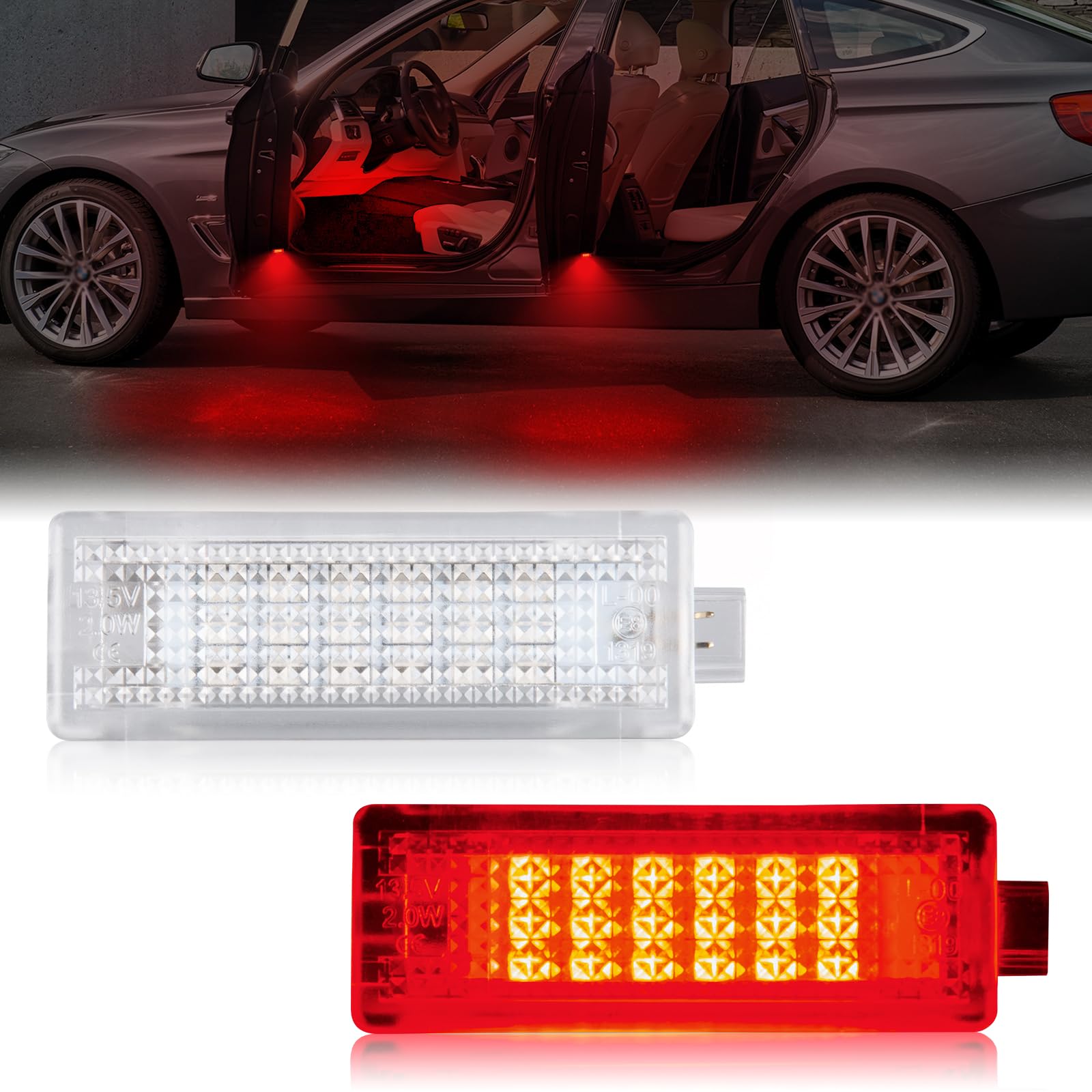 Kit Luci LED Interne POPMOTORZ Per BMW (E81, E60, X5, E70, Ecc.) – 2 Pezzi, Bianco, 18 LED 2835, Canbus, Plug & Play