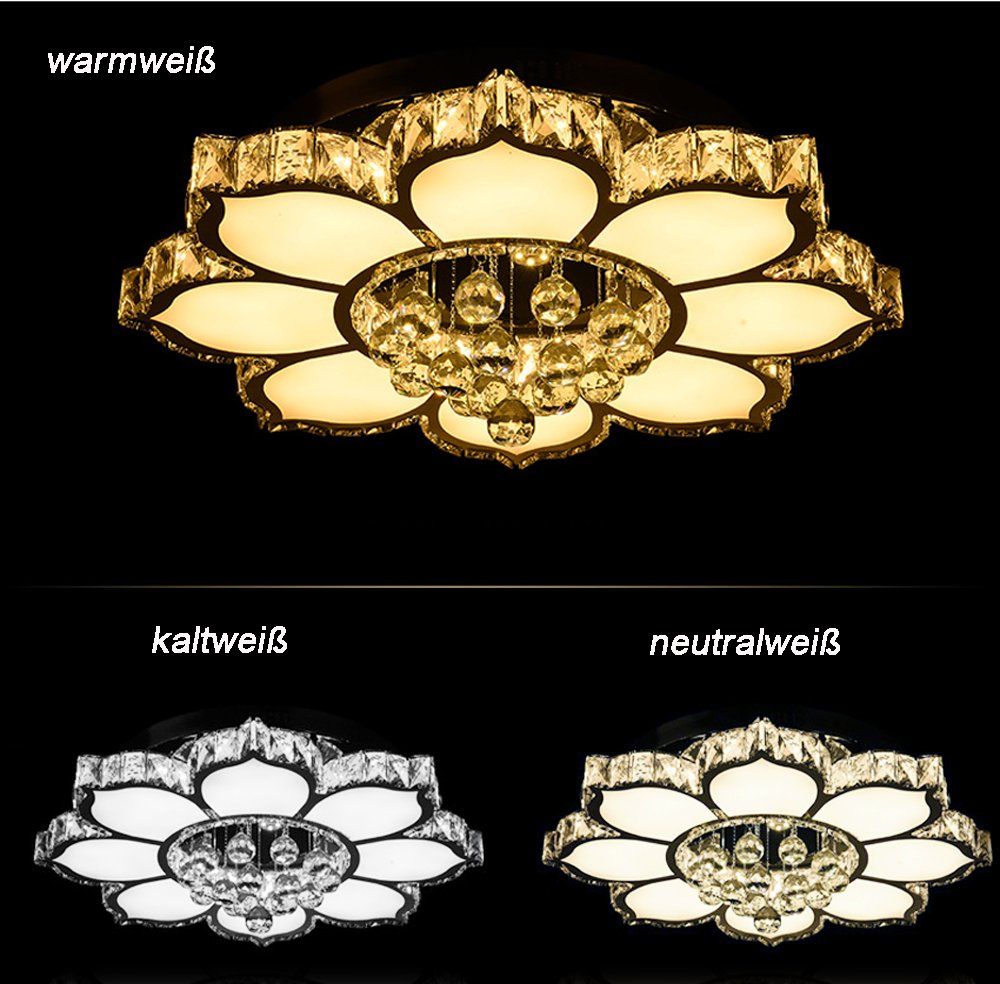 LED Deckenleuchte 3017WJ-66cm 132W mit Fernbedienung warmweiß bis kaltweiß einstellbar.dimmbar Kristall 3x5 cm Deckenlampe Wohnzimmerlampe Leuchte Lampe Pendelleuchte Energieeffizient led Leuchtung