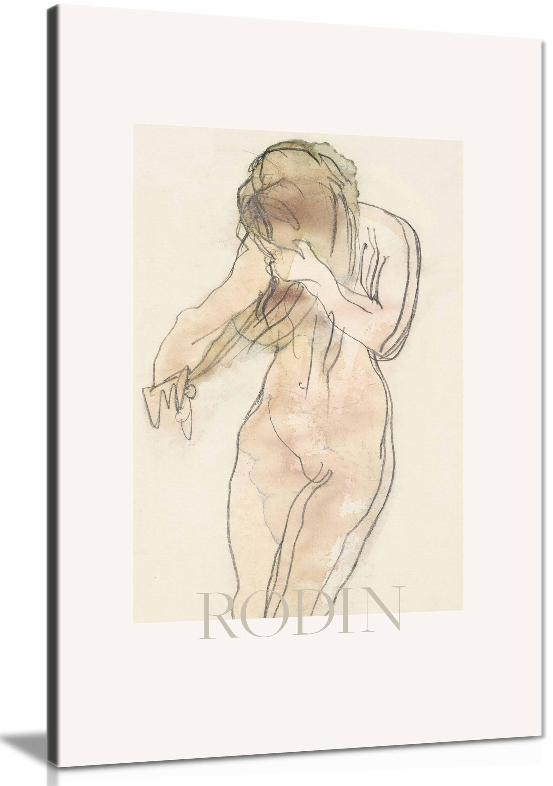 Study of Nude Framed Canvas Print, Pictures for Home Walls, Bedroom, Living Room & Bathroom Decor 76x51cm (30x20in)