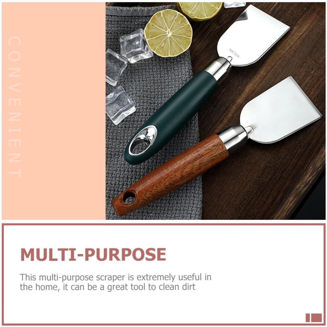 TEHAUX Stainless Steel Paint Scraper Floor Scraper Tool for Kitchen Stain and Wallpaper Removal for Wall and Stove Cleaning Multipurpose Putty Knife for Home Improvement