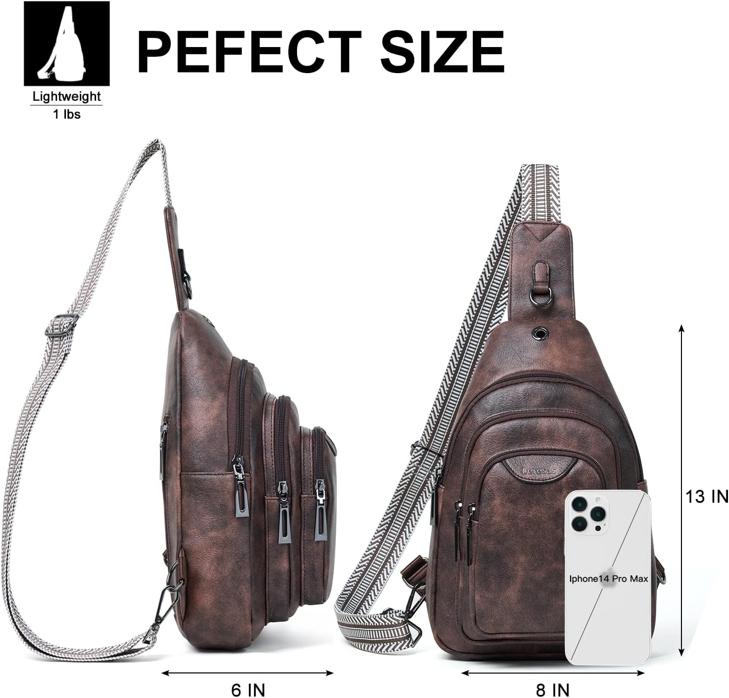 10L Crossbody Sling Bag for Women Men Anti Theft Cross Body Fanny Pack Belt Bag Purse Gifts for Women Faux Leather, Coffee - Image 4