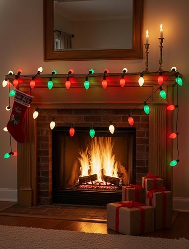 Miniatura 4 de Guirnalda de luces multicolor de Navidad superbrillantes, luces de Navidad blancas cálidas verdes y rojas con 27 bombillas rojasverdeblancas,