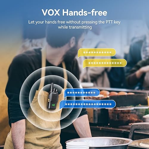 Miniatura 4 de Retevis H-777H Walkie Talkies con auricular, radio de 2 vías de largo alcance, pantalla oculta, carga USB-C, alarma de emergencia, radios