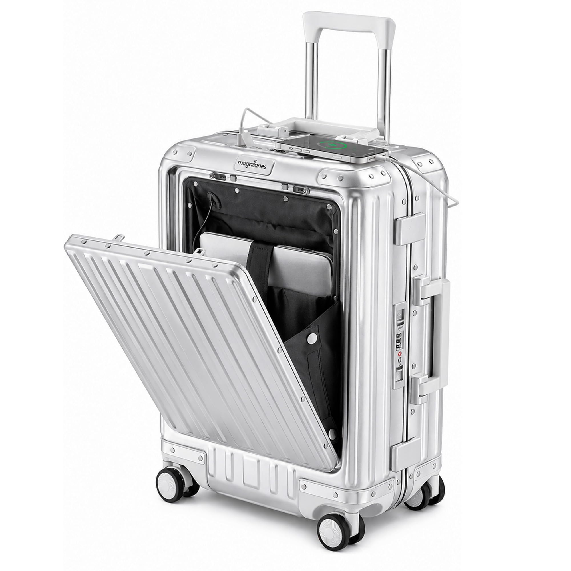 20 Inch All Aluminum Carry On Luggage with Front Pocket