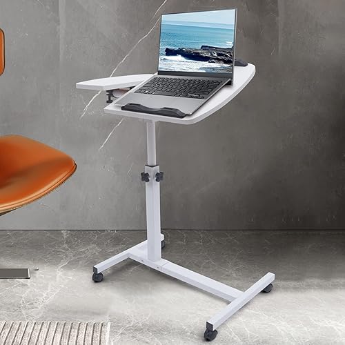 Miniatura 6 de Mesa rodante ajustable en altura para laptop, soporte de computadora portátil, mesa inclinable, escritorio, sofá, cama, mesa auxiliar adecuada para