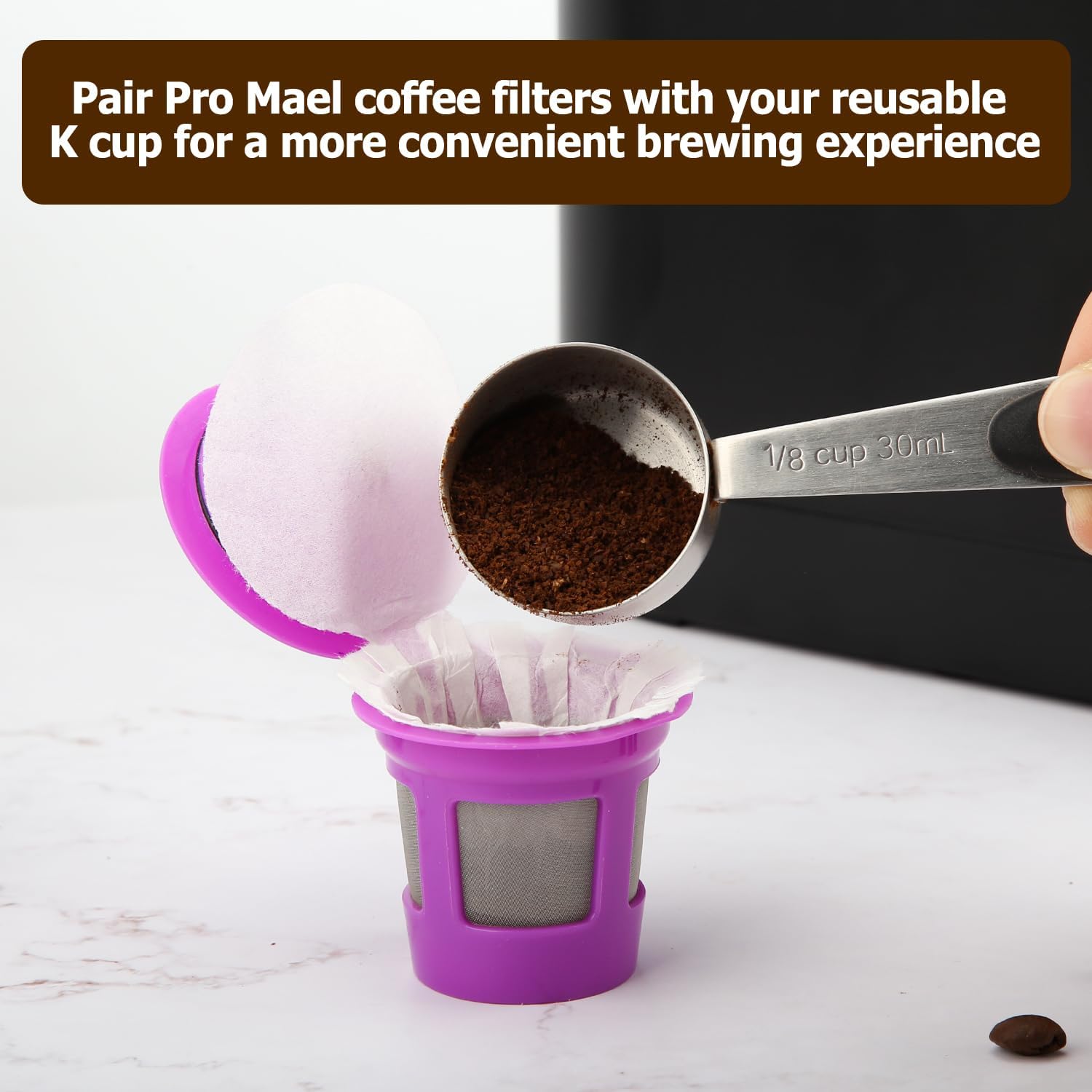 Pro Mael Disposable K Cup Filters with Lid, Coffee Filter Paper for Keurig Brewers Single Serve 1.0 and 2.0, Use with Reusable K Cup Pods, White (100-Count) - Image 3