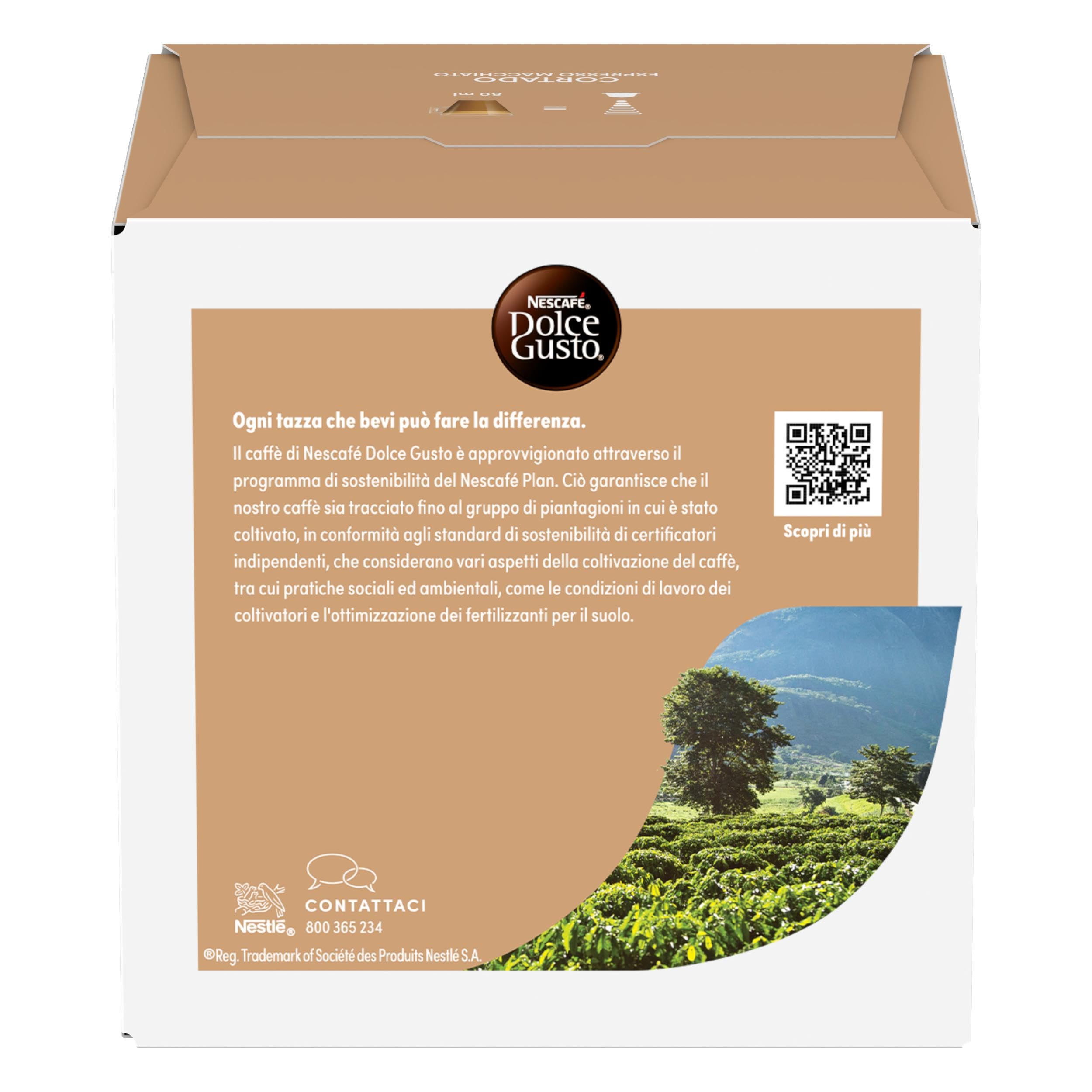 NESCAFÉ DOLCE GUSTO Cortado Espresso Macchiato Caffè, 6 Confezioni da 16 Capsule (96 Capsule Compatibili Nescafé Dolce Gusto)