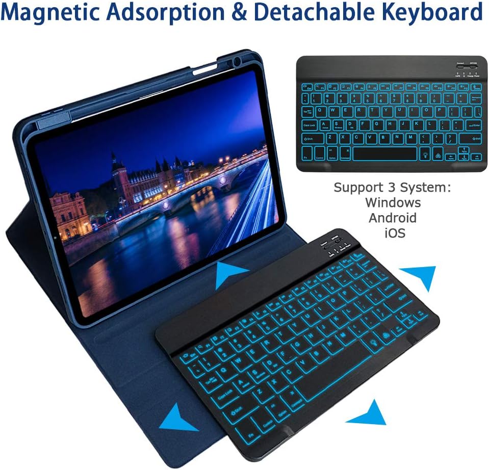 Touchpad Keyboard for iPad Air 4 2020, 10 Color Backlit, Slim Folio Cover, Trackpad Keyboard for iPad Air 4th Generation 2020(10.9-inch) (Dark Blue for iPad air 4/iPad Pro 11 (2021/2020))
