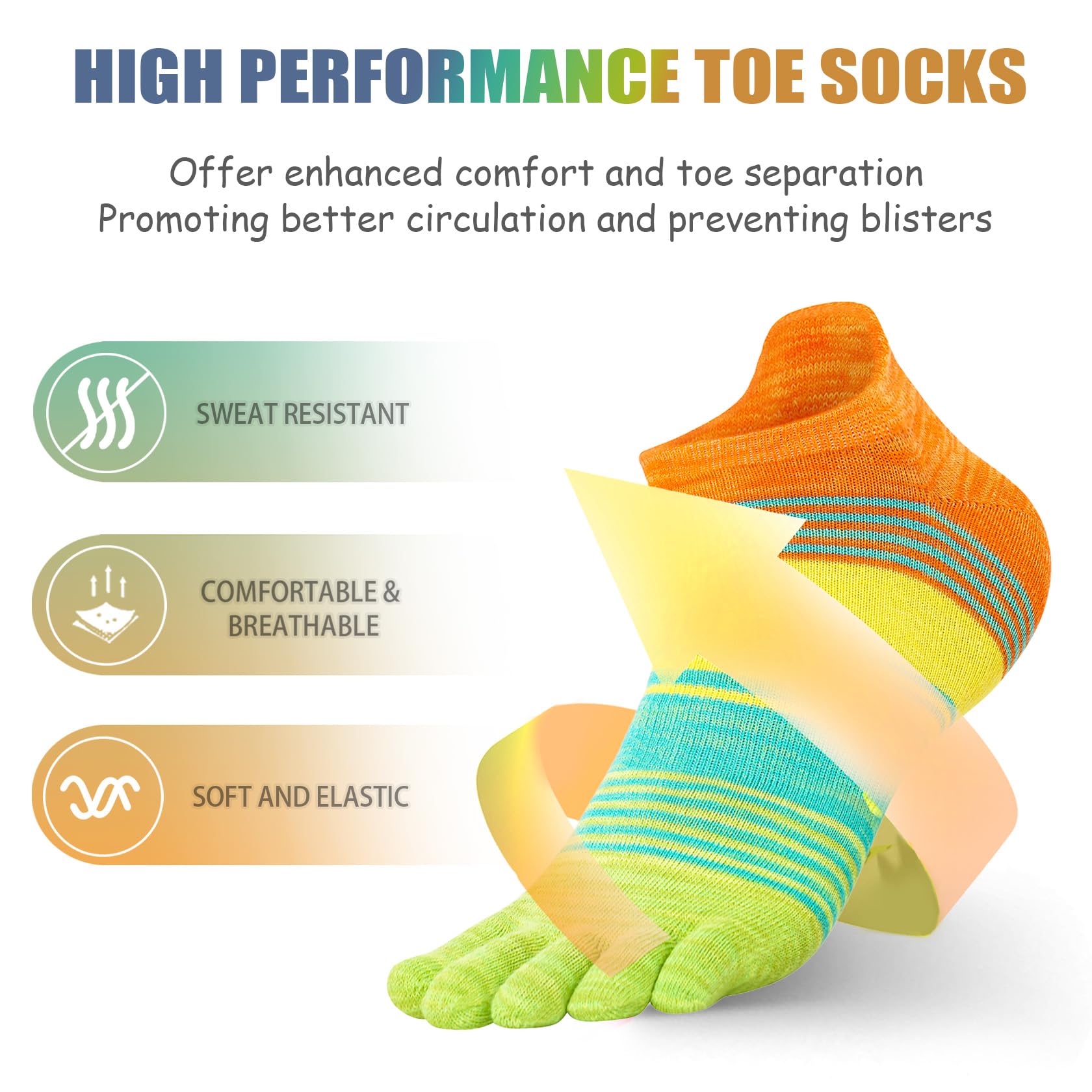Calcetines de dedos para mujeres calcetines de algodón para correr calcetines tobilleros transpirables
