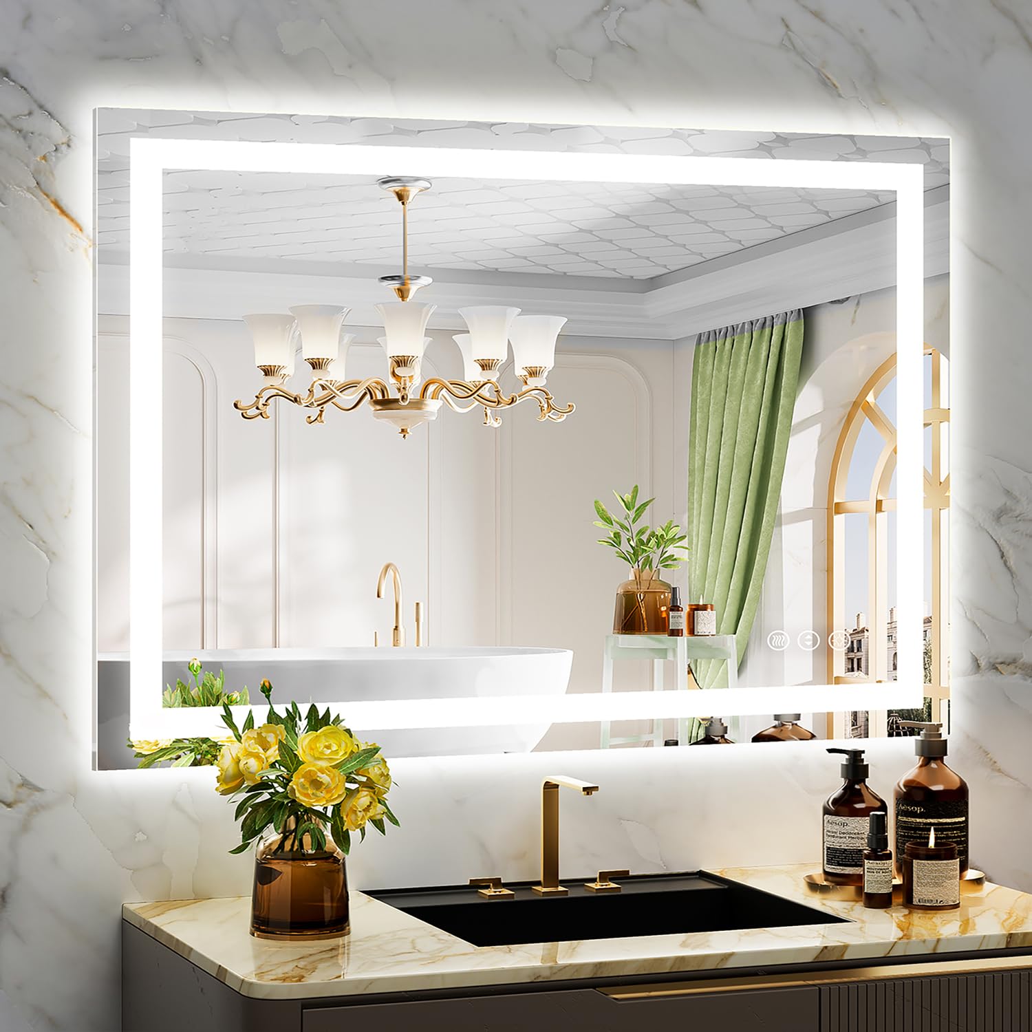 40x24 LED Bathroom Mirror with Lights, Lighted Vanity Mirror