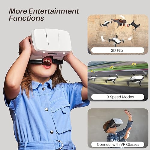 Miniatura 5 de SIMREX X300C Mini Drone con cámara 720P HD FPV, cuadricóptero RC plegable, retención de altitud, giro 3D, modo sin cabeza, control de gravedad y 2
