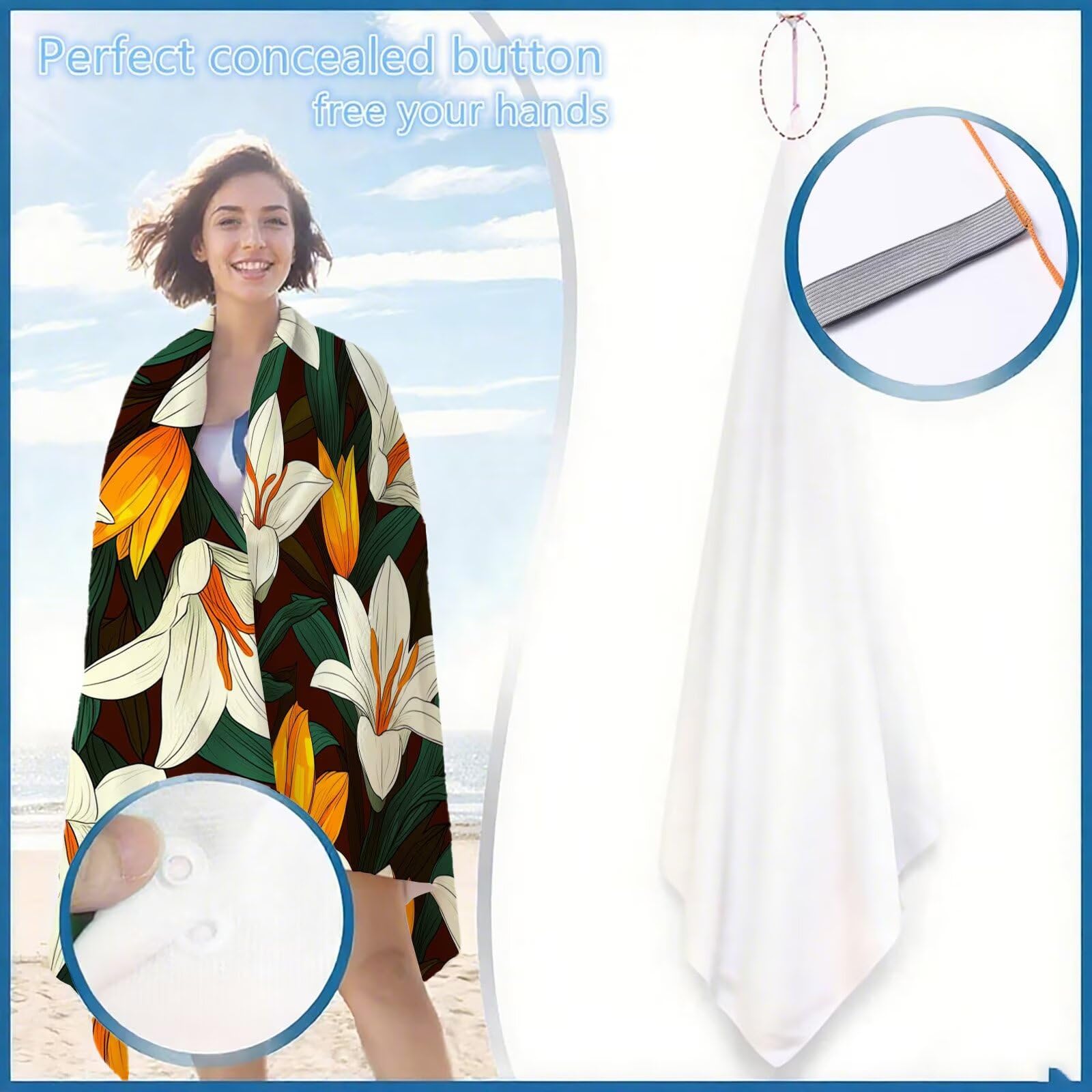 Ręcznik plażowy, liliowy, z mikrofibry, ręcznik plażowy XXL, 220 x 100 cm, 2 sztuki, nie zawiera piasku, super chłonny, ręcznik sportowy, do pływania, na podróż, urlop, do leżenia, ogrodu, na kemping