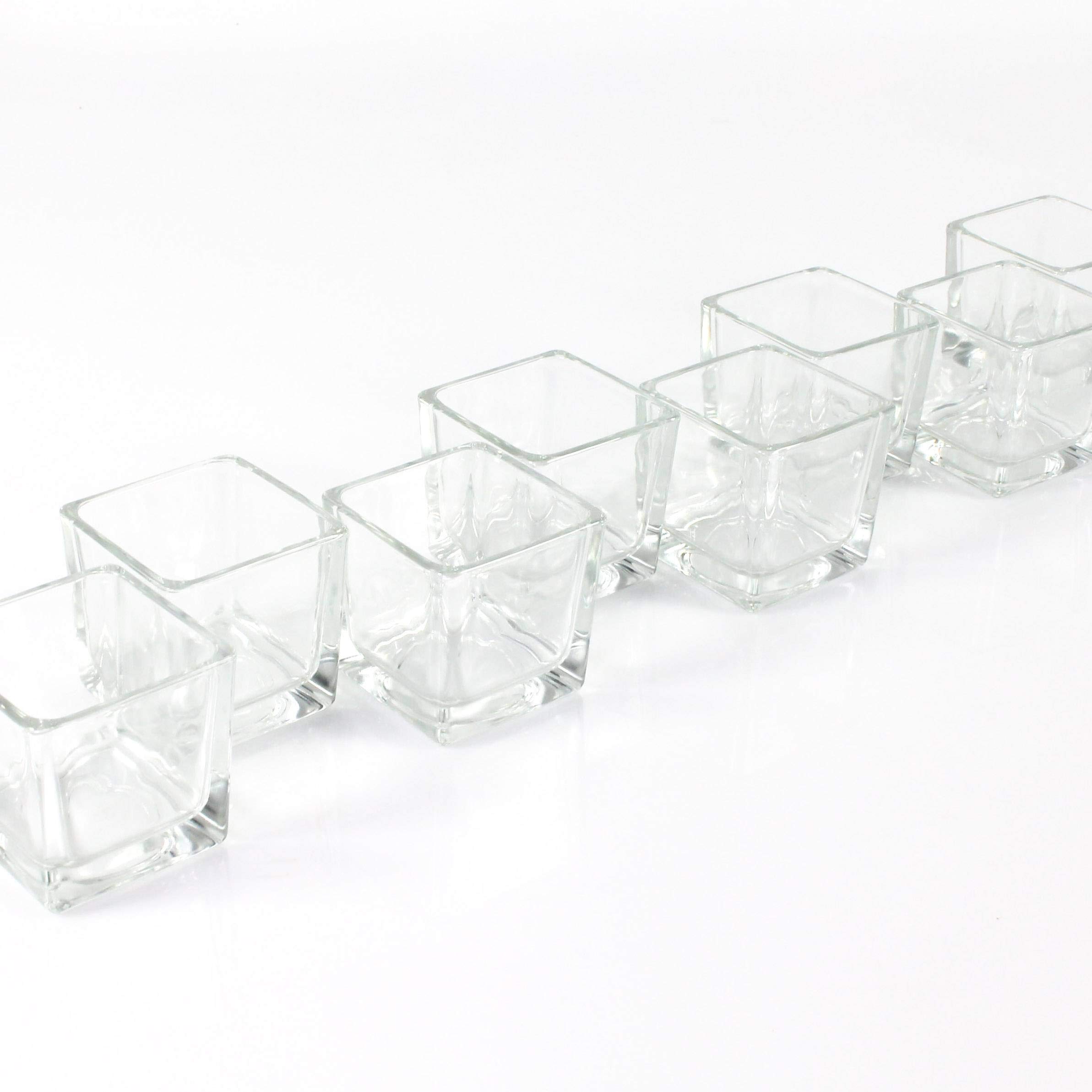 INNA-Glas 8 x Piccolo portacandela/Bicchiere cubico Kim, Trasparente, 6x6x6cm - Set portacandela/Bicchieri Decorativi