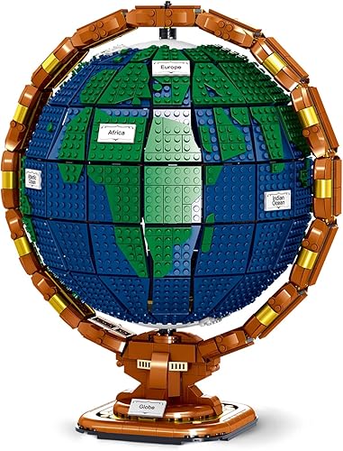 Ideas The Globe - Juego de construcción para adultos, 2514 piezas, decoración del hogar, mapa del mundo, globo giratorio, regalos para quienes aman