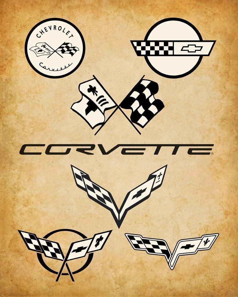Original Corvette Patent Art Prints - Set of Four Photos (8x10) Unframed - Makes a Great Man Cave Decor and Gift Under $20 for Corvette Owners and Car Enthusiasts