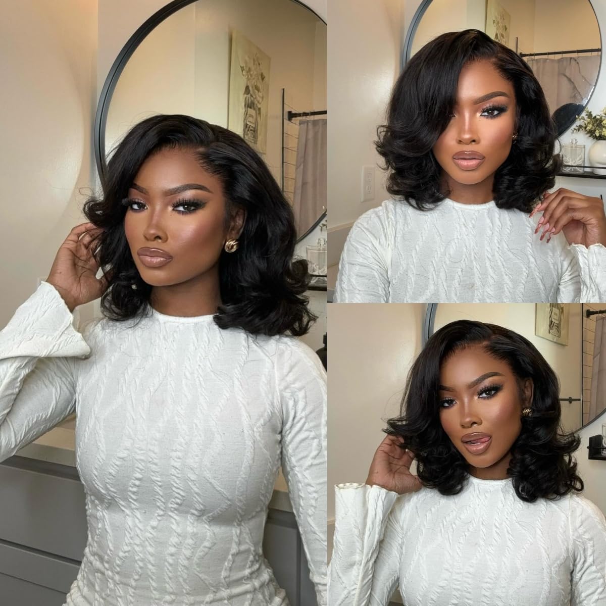 6x5 Lace Front Bob Wig Human Hair Pre-Bleached Knots Glueless Natural Black Straight Human Hair Wigs 5×5 6x6 HD Lace Closure Wig main image 3