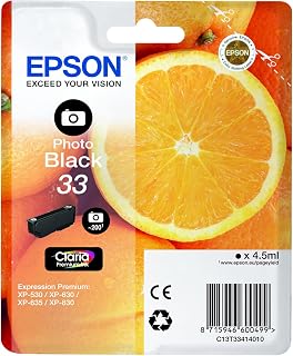Epson 33 Photo Black Oranges, Genuine, Claria Premium Ink, Standard Capacity