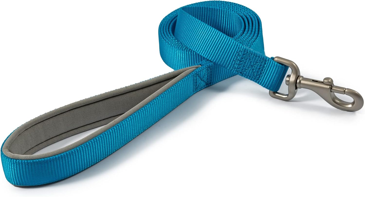 Ancol Viva Padded Snap Dog Lead with Neoprene Handle - Blue - Durable Weatherproof Poly Weave Puppy Walking Accessory - 1m x 25mm