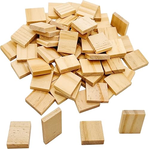 MYYZMY 400 azulejos de letras en blanco de madera, cuadrados de madera en blanco sin terminar de 0.8 x 0.7 pulgadas para manualidades, decoración,