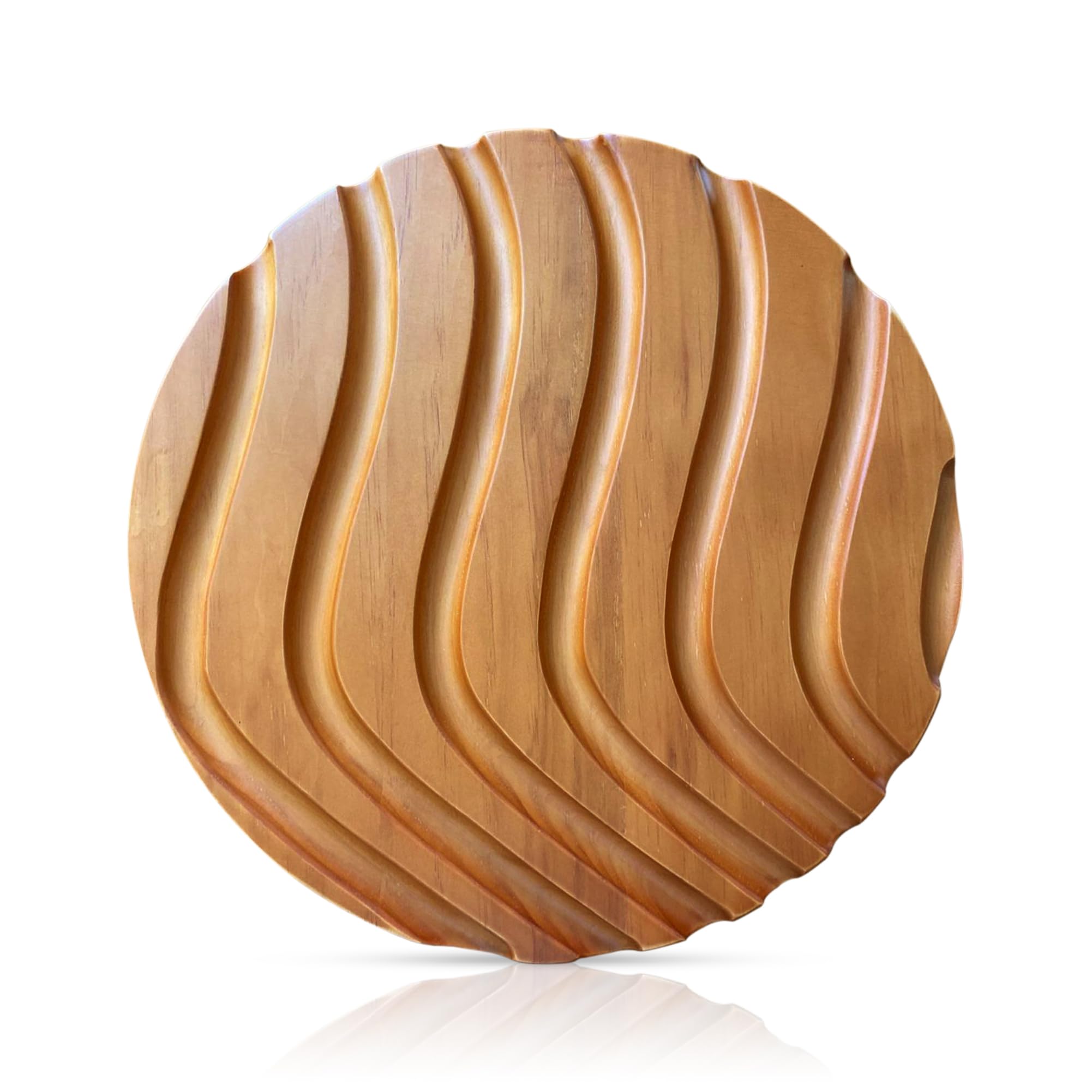 JUNJO Panel decorativo pared madera natural 38 cm diseño artístico Japandi estilo nórdico, escultura mural redonda, decoración salón dormitorio oficina moderna elegante minimalista