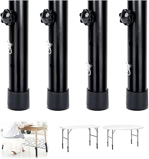4 Pack Table Legs Risers for Folding Tables, 2 Levels Adjustable Folding Table Leg Extensions Straight/Bent Legs Tables Leg Extenders for Rise 3.6"/5.23",Reduces Stooped Work Improves Back Pain