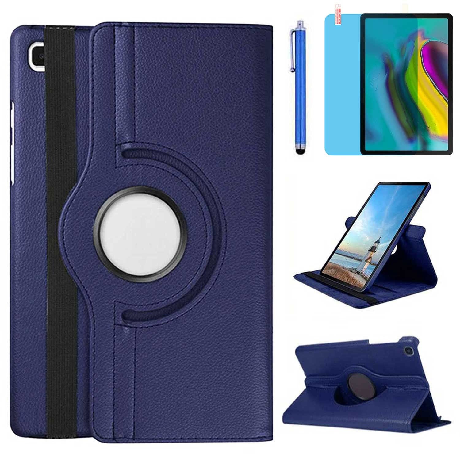 Étui Housse Coque pour Samsung Galaxy Tab S6 Lite 10.4 Pouces 2020 (SM-P610 SM-P615) - 360 degrés Rotation Full Protection Kickstand Case Cover,avec Un Stylo,Écran Film (Deep Blue)