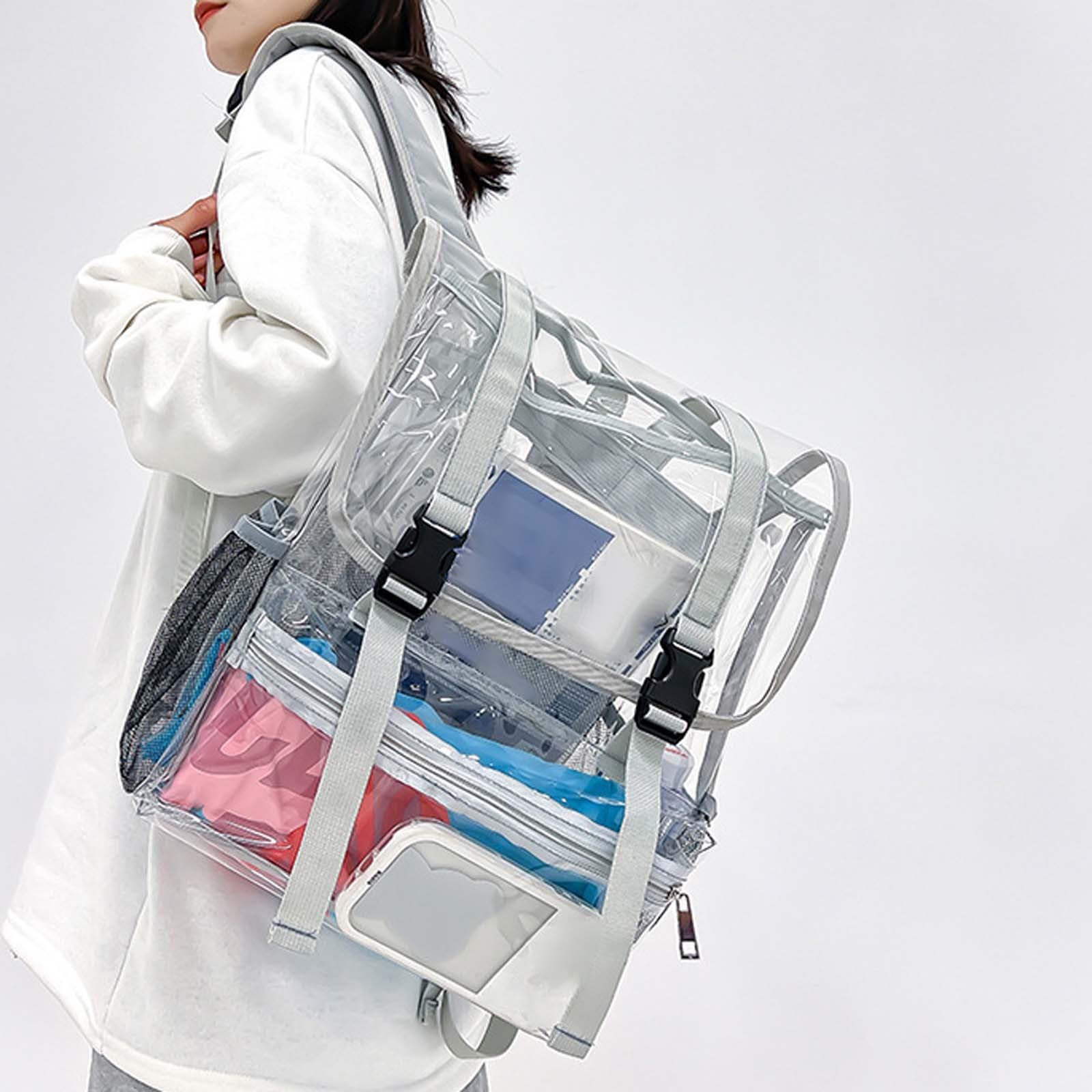 Zaino Scuola Elementare, Zaino Bambino Spallacci Imbottiti, Zaino in PVC Trasparente per Studenti delle scuole Medie e Superiori, Grande capacità, Adatto per Nuoto e Fitness