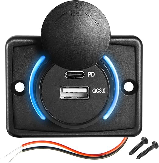 12V USB Outlet Panel Surface Mount Installation Car
