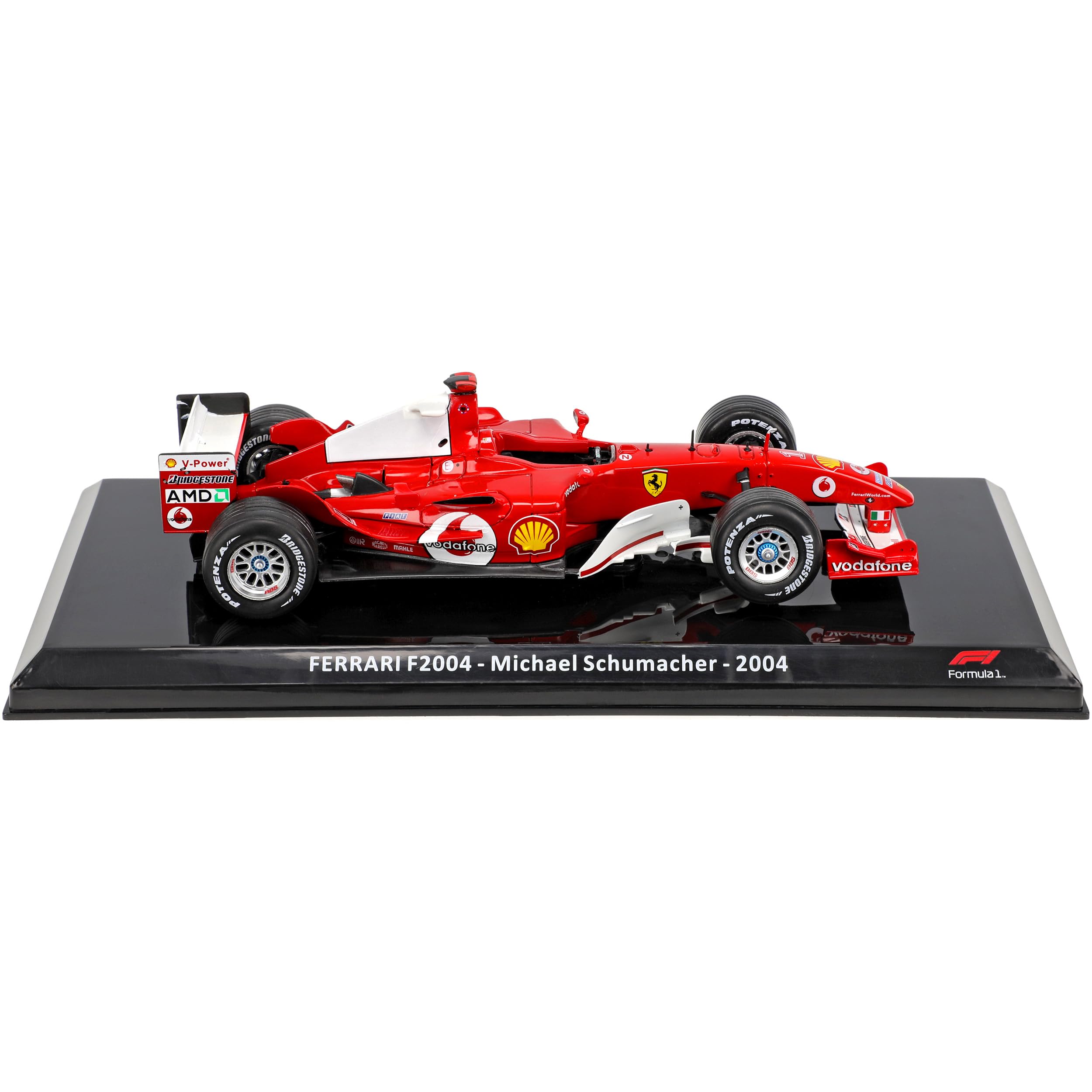 alles-meine.de GmbH Ferari F2004 Michael Schumacher 2004 Formel 1 mit Sockel und Vitrine 1/24 Modell Auto