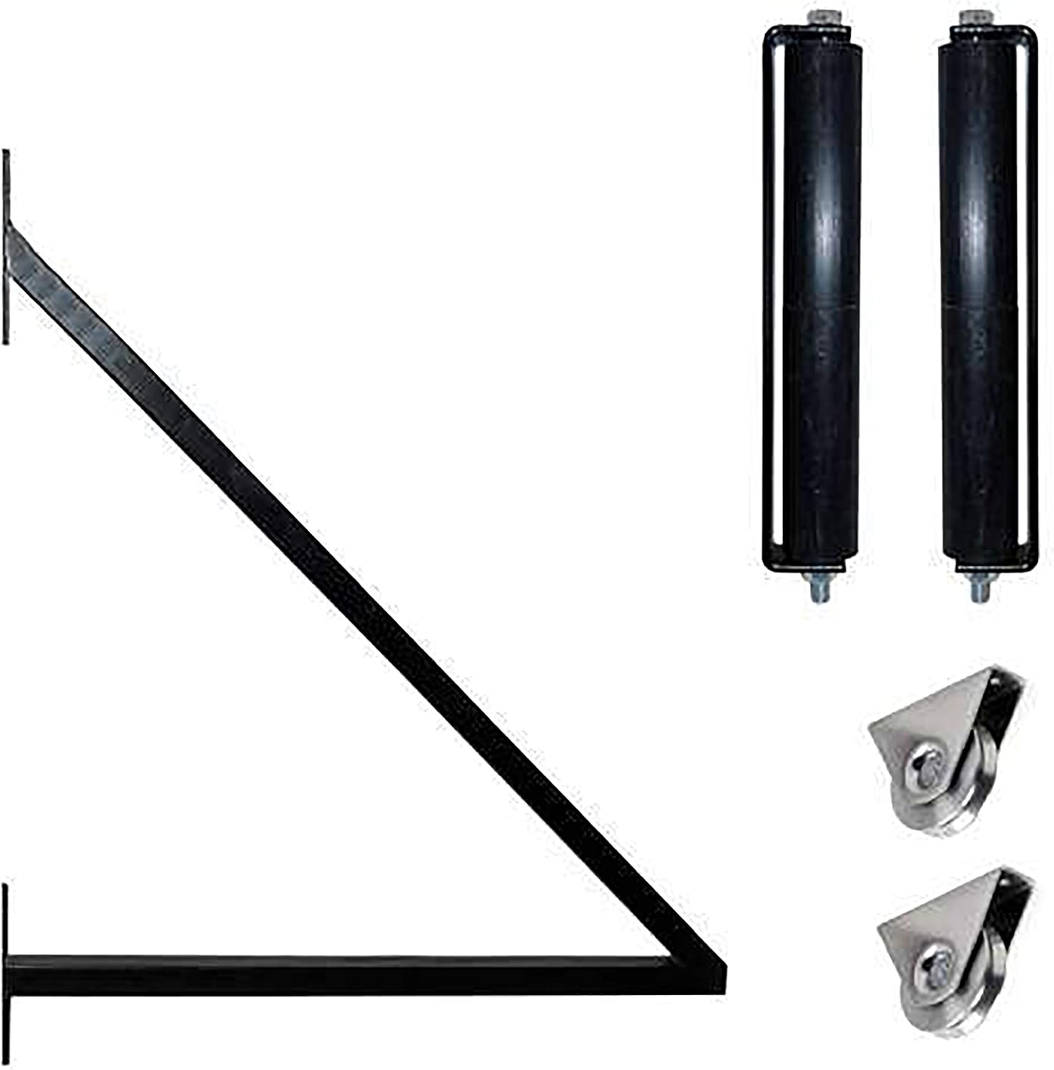 Side frame extension bracket, side rollers, and V-groove gate wheels