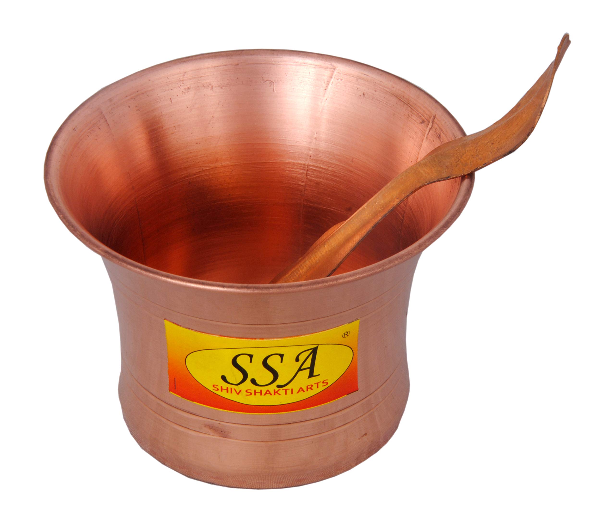 Shiv Shakti Arts Pure Copper Puja Patra | Punch Patra | Jal Patra with Achmani Spoon Set for Poojan Purpose (Small - 5.7 cm X 8 cm)