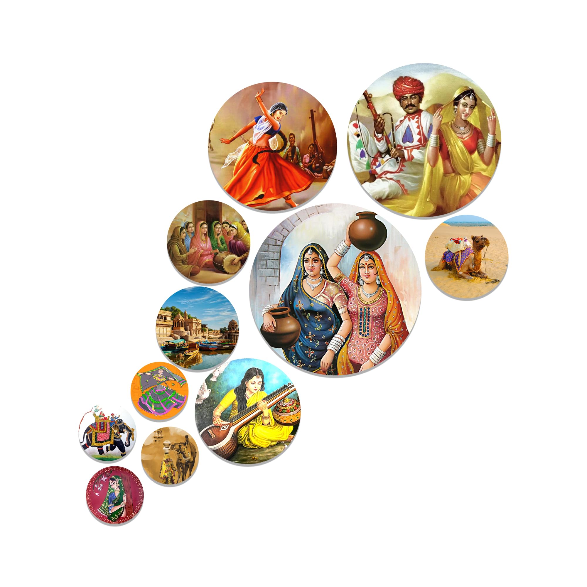 Decor Smart Home Decor | Wall Decor | Wooden Round Art Pieces | Rajasthani Folk | Traditional Dance | Indian Culture Art | Desert Life | Indian Heritage | Decoration Purpose (WPS_132)-image-27