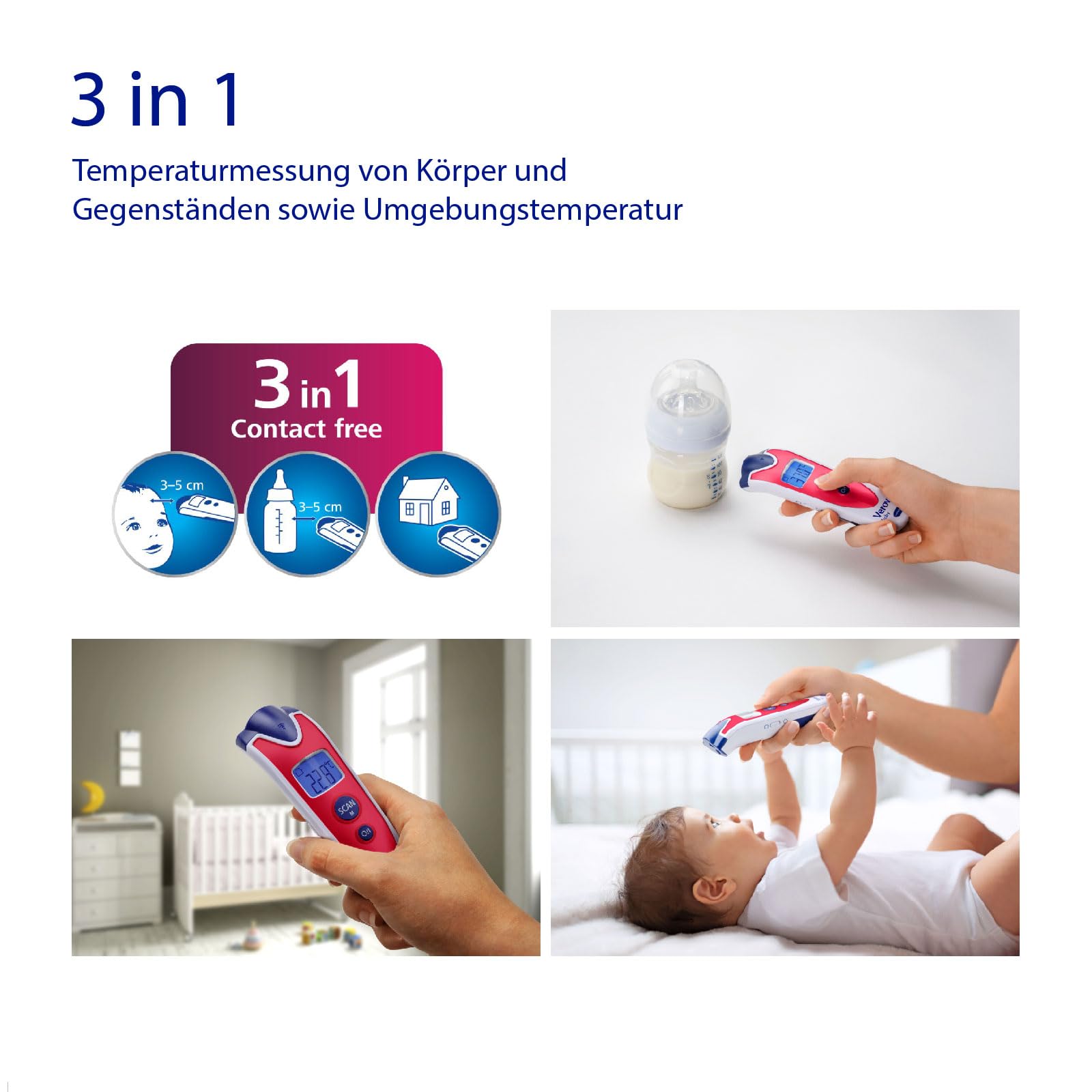 Veroval baby Infrarot-Fieberthermometer, kontaktlos, rot