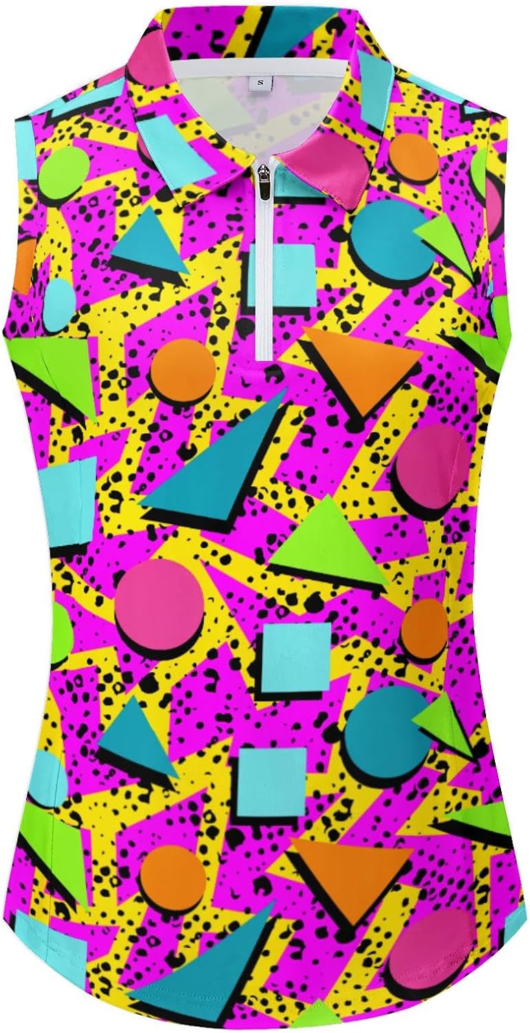 Golf Polo Shirts for Women Zip Up Sports Shirts Work Out Tank Tops Lightweight Quick Dry for Tennis