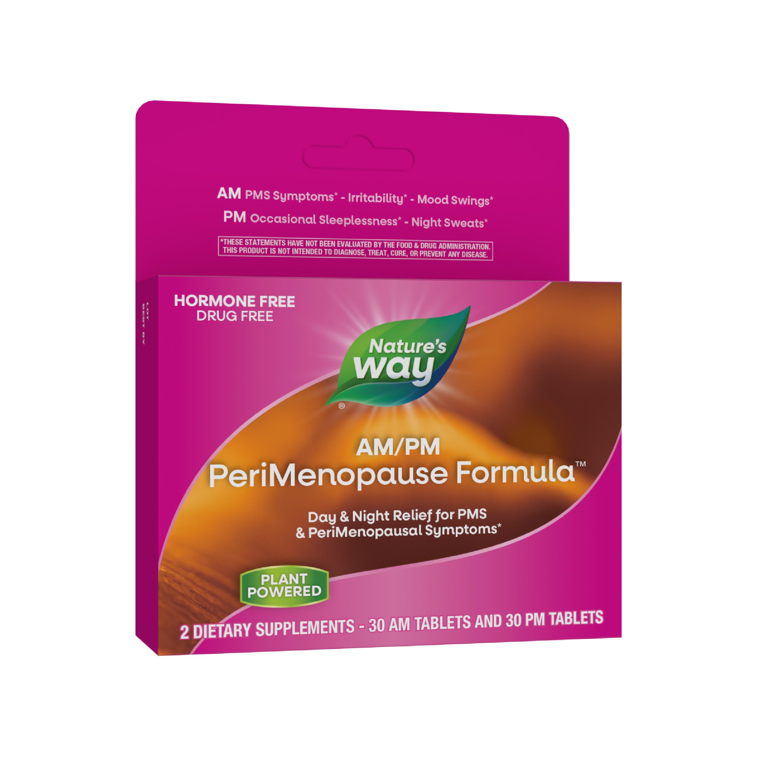 AM/PM PeriMenopause Formula, Perimenopause and PMS Symptom Support*, Hormone-Free, Hot Flashes*, PMS Symptoms*, Restful Sleep*, 30 AM & 30 PM Tablets (Packaging May Vary)