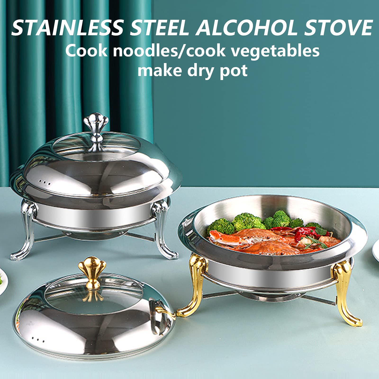 Spirituskocher für Innenraum Mit Topf Campingkocher Tragbarer Camping Alkoholkocher, Mini Spirituskocher Spiritusbrenner für Innenraum und Im Freien Camping Kochherd,Silver-24cm