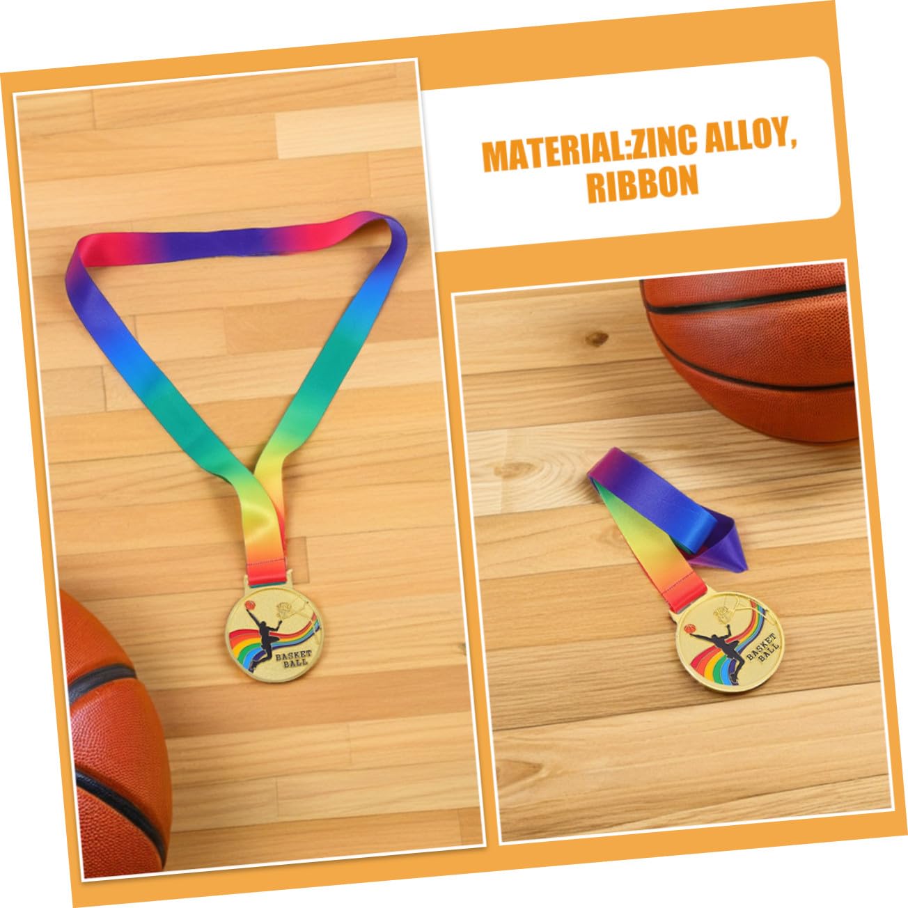 TOYANDONA Medaglia Basket Creativa 4 Pezzi in Lega di Zinco con Nastro