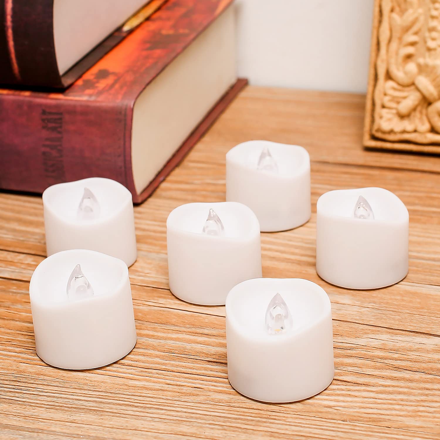 daphomeu Świece LED, migoczący płomień, bezdymne świeczki elektryczne, 3,2 x 3,6 cm