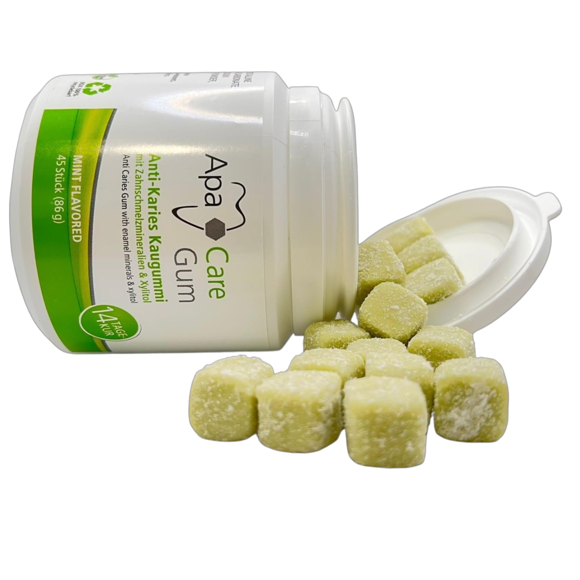 ApaCare Goma de mascar anticaries con minerales de esmalte y xilitol 6 latas