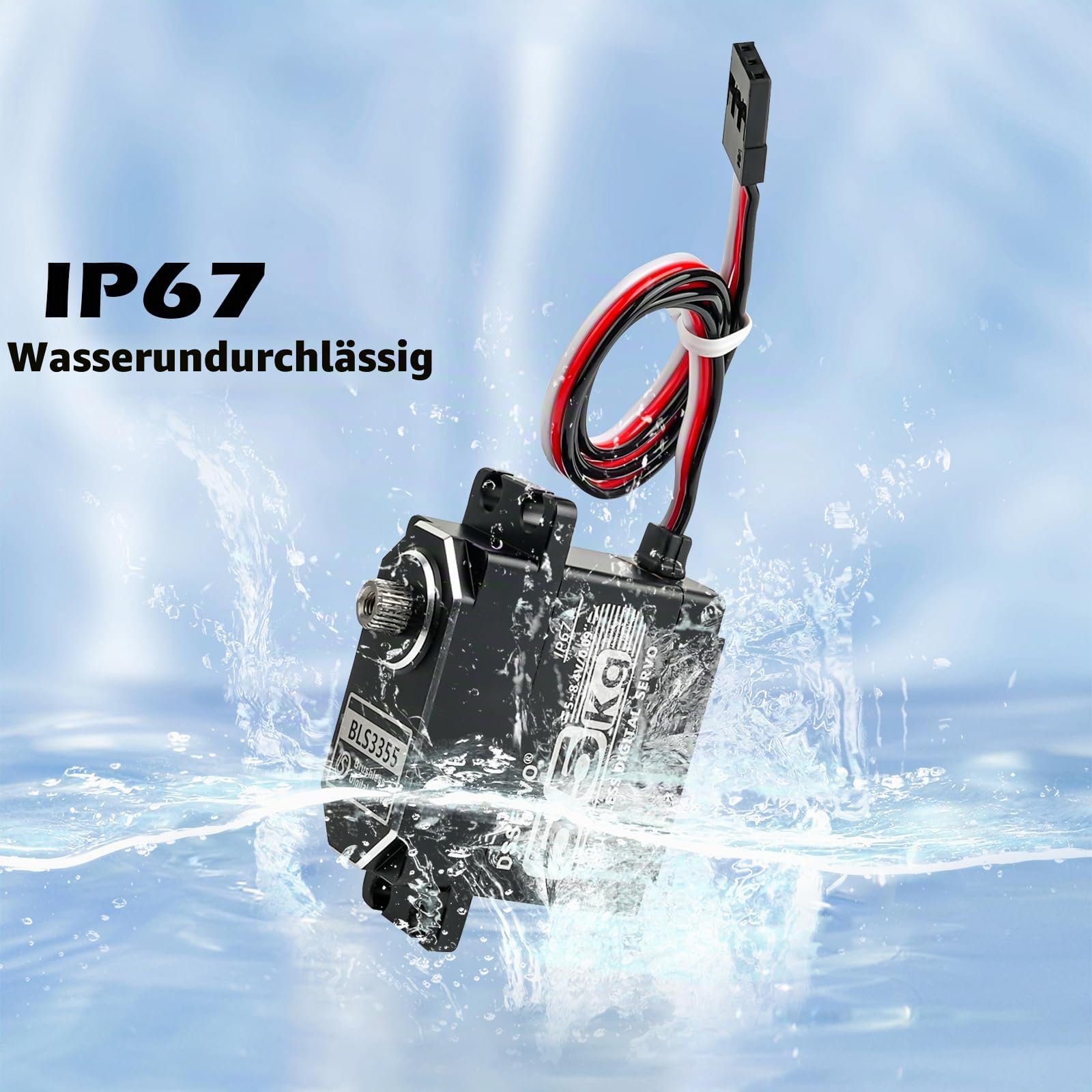 55kg Brushless Servo High Speed RC Digital Servo Waterproof IP67 Full Metal High Torque Servo for 1/8 1/10 RC Car Crawler (BLS3355) (55kg, 270°)