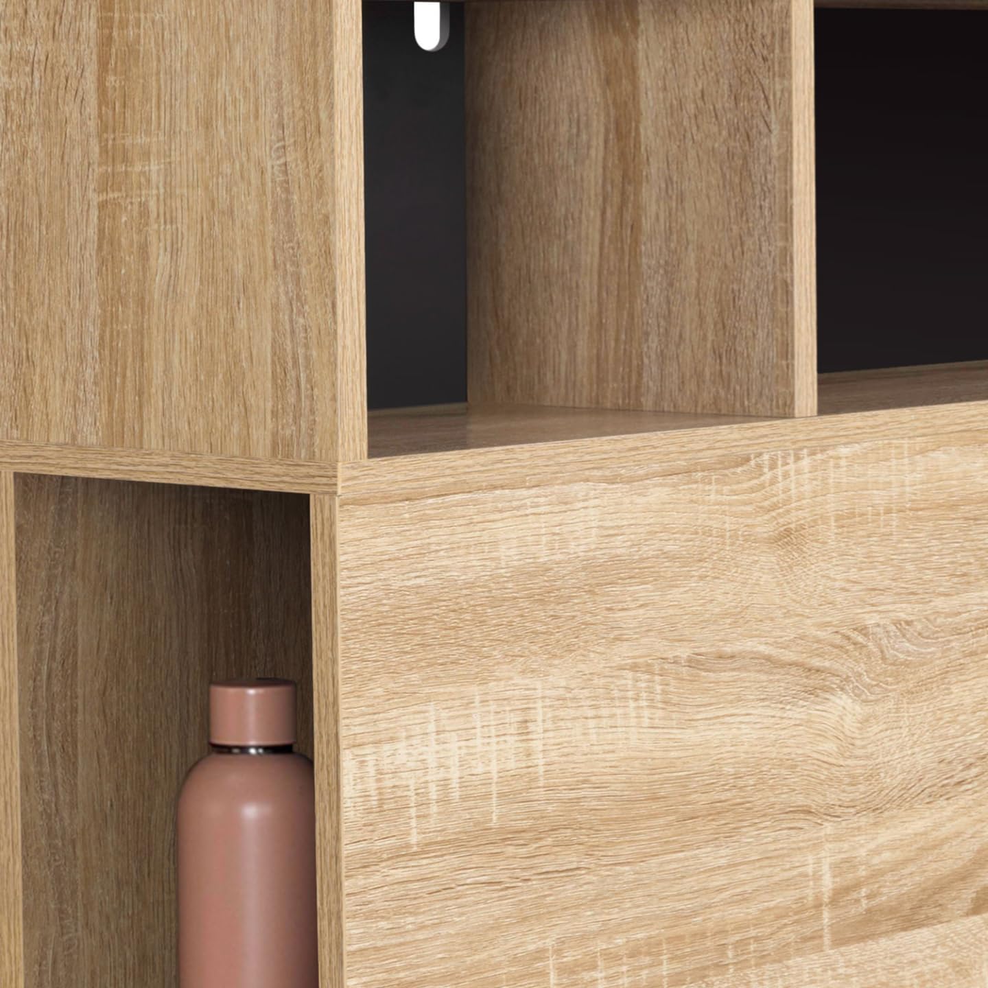 IDMarket - Tête de lit sur Pied Cleo 165 cm avec rangements fermés et niches façon hêtre et Noir