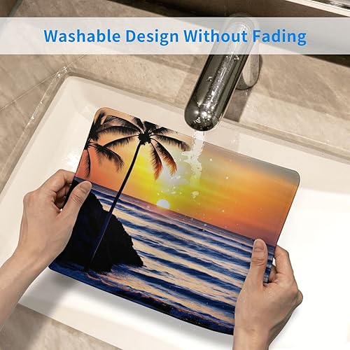 Miniatura 6 de Alfombrilla para mouse de playa, palmera de playa, puesta de sol, base de goma antideslizante, 8.3 x 10.3 pulgadas para computadora portátil de