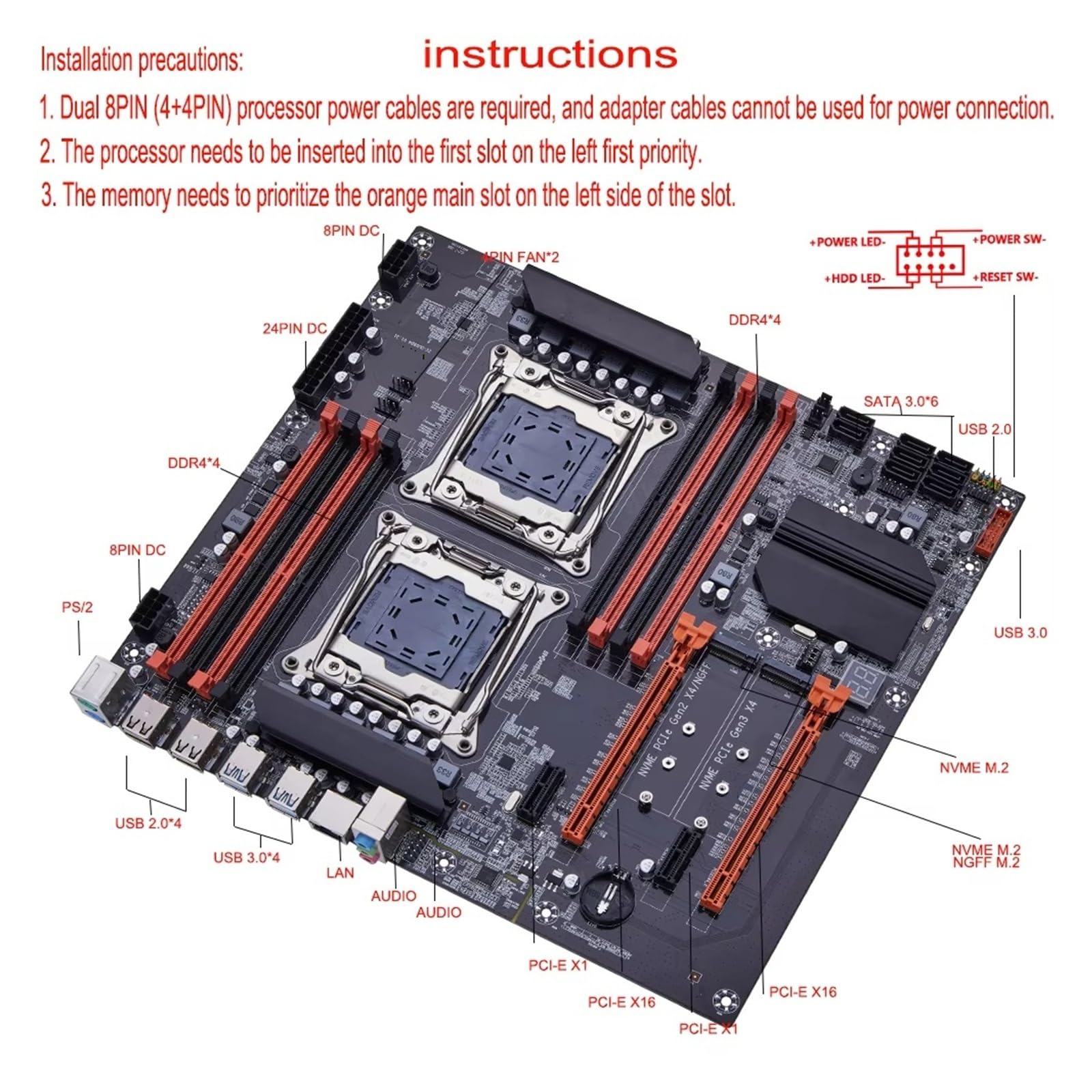 Compatible con el Kit de Placa Base for Juegos SOYO X99 de Doble CPU, Intel Xeon E5 2680 V42, DDR4 16 GB (28 GB), LGA2011-3, M.2 NVME, for Host de computadora de Escritorio(Motherboards)