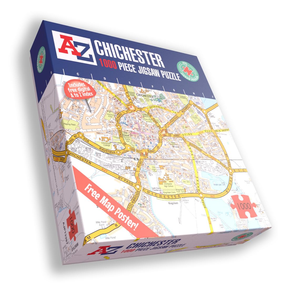 Great Britain A-Z Map of Chichester 1000 Piece Jigsaw Puzzle – Exclusive Street Map – Includes Guide Print & City Index – Nostalgic Gift Mapping Fun for Adults — image 1