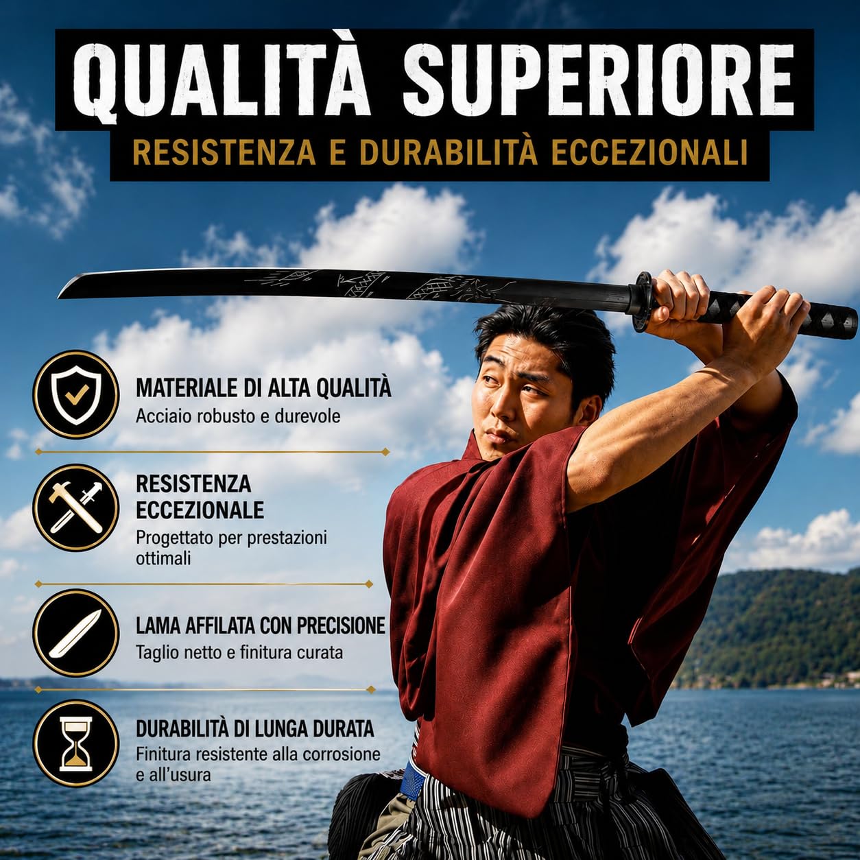 Bokken in legno, Shinai, Katana Wakizashi Tanto, Spada Kendo Accessori per armi in legno, Allenamento di combattimento con spada Kendo, Spada Samurai, Gioco di ruolo Cosplay Iaido