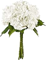 Yatim 21In White Artificial Hydrangea Flowers 5 Pcs Real Touch 3D Print Latex Flowers for Wedding Centerpieces Bouquets DIY Floral Decor Home Decoration with Stems