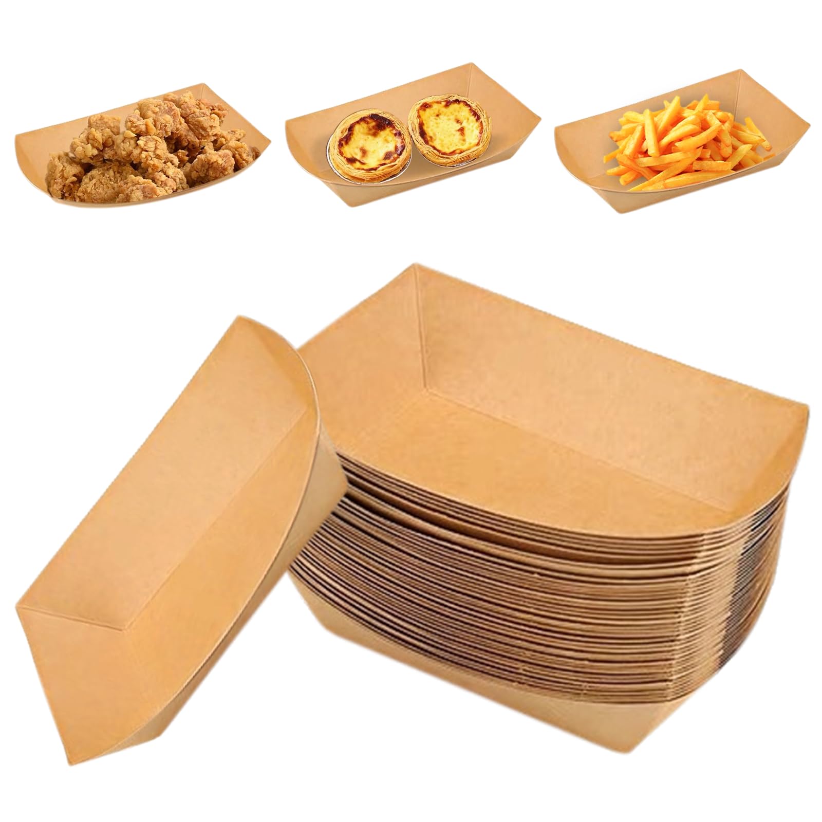 Wilsonzin 100 Pièces Coupelles En Bambou Bateau Barquette Alimentaire Jetable Barquette Frite