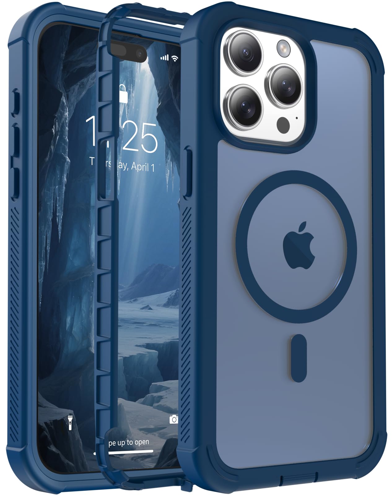 jaroco Magnetic for iPhone 15 Pro Case Heavy Duty Protection Deep Blue